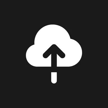 Upload to cloud dark mode glyph ui icon Stock Illustration