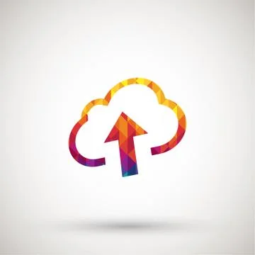 Upload cloud icon with colorful diamond Stock Illustration