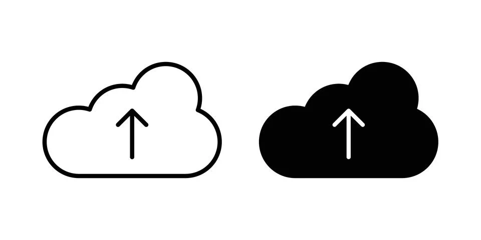 Upload to Cloud icon logo. Outline style icons with flat versions Stock Illustration