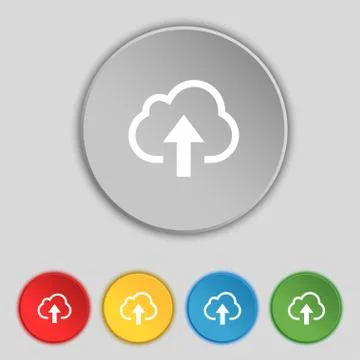 Upload from cloud icon sign. Symbol on five flat buttons. Vector イラスト素材
