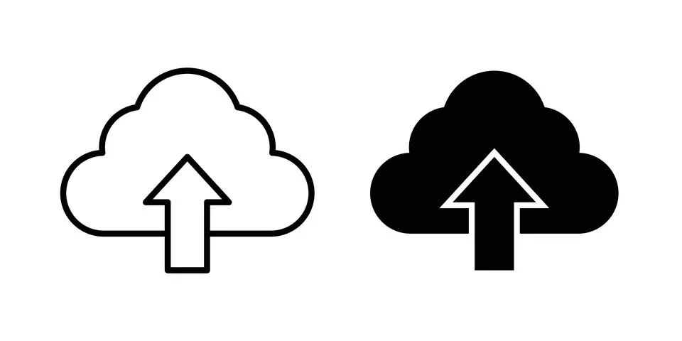Upload to Cloud icon thin line and clipart style vector set Stockillustratie