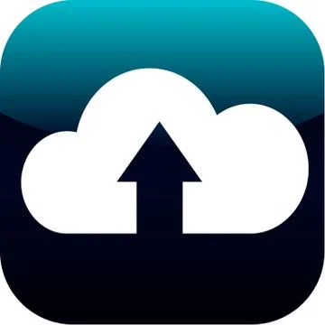 Upload from cloud icon. Upload button. Load symbol. blue and white 스톡 일러스트