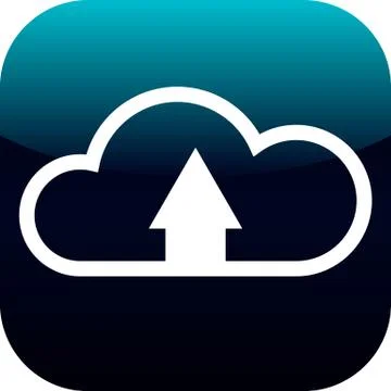 Upload from cloud icon. Upload button. Load symbol. blue and white 스톡 일러스트