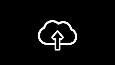 Upload cloud icon with white arrow pointing up Stock Footage 333685619