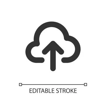 Upload to cloud pixel perfect linear ui icon Illustrazione stock