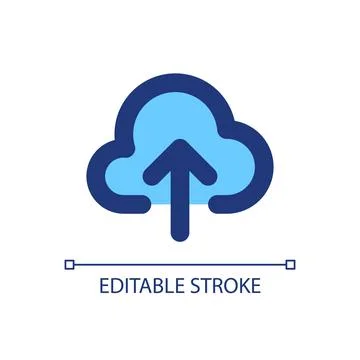 Upload to cloud pixel perfect RGB color ui icon Stock Illustration