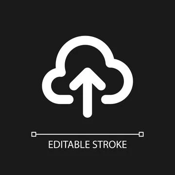 Upload to cloud pixel perfect white linear ui icon for dark theme Illustrazione stock