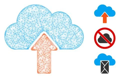 Upload to Cloud Polygonal Web Vector Mesh Illustration Stock Illustration