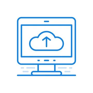 Upload to cloud service vector line icon. Service and storage online data o.. Stock Illustration