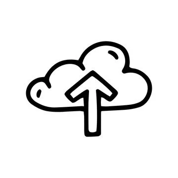 Upload to cloud storage line vector doodle simple icon Illustrazione stock