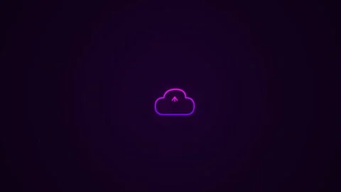 Upload cloud symbol pulsing with an arrow against a dark neon background Stock Footage 346331992