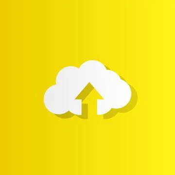 Upload cloud white icon with shadow Stock Illustration