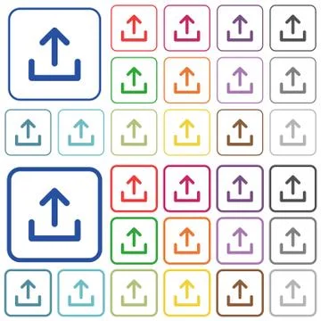 Upload color outlined flat icons Stock Illustration