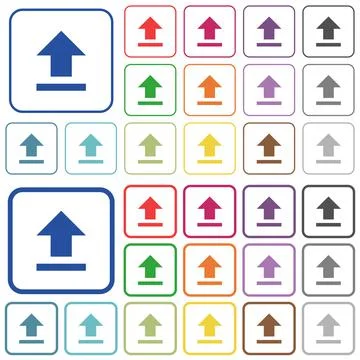 Upload color outlined flat icons Stock Illustration