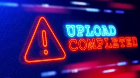 Upload Completed Warning Alert Screen loop Blinking glitch Animation. Stock Footage 247250759