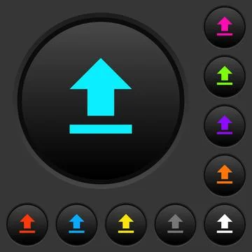 Upload dark push buttons with color icons Stock Illustration