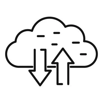 Upload data cloud icon outline vector. Computer storage Illustrazione stock