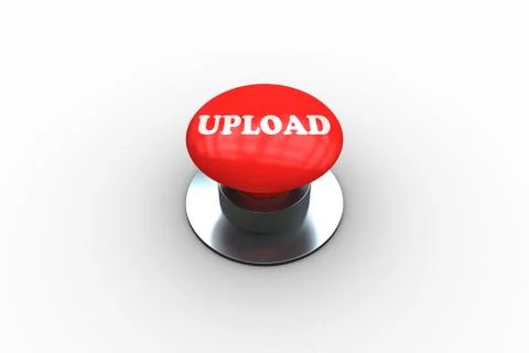 Upload on digitally generated red push button Stock Illustration