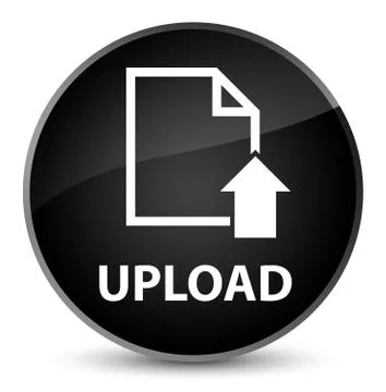 Upload (document icon) elegant black round button Stock Illustration