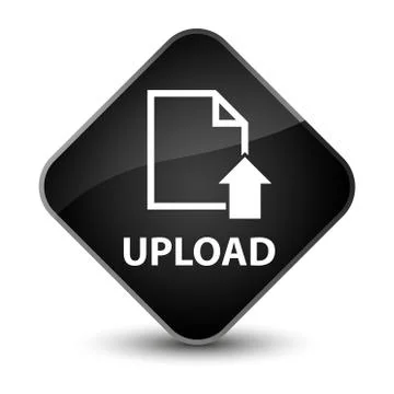 Upload (document icon) elegant black diamond button Stock Illustration
