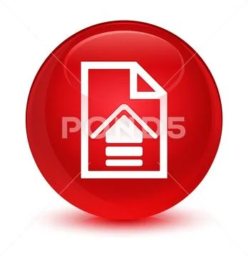 Upload document icon glassy red round button Stock Illustration