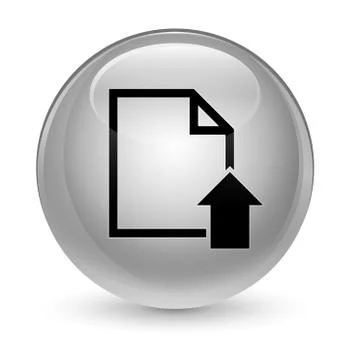 Upload document icon glassy white round button Stock Illustration