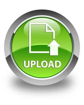 Upload (document icon) glossy green round button Illustrazione stock