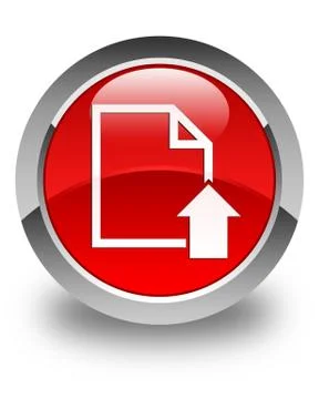 Upload document icon glossy red round button Stock Illustration
