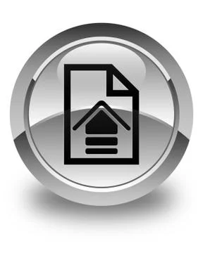 Upload document icon glossy white round button Stock Illustration