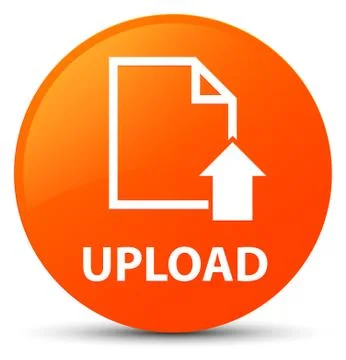 Upload (document icon) orange round button Stock Illustration