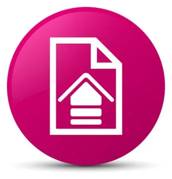 Upload document icon pink round button Illustrazione stock