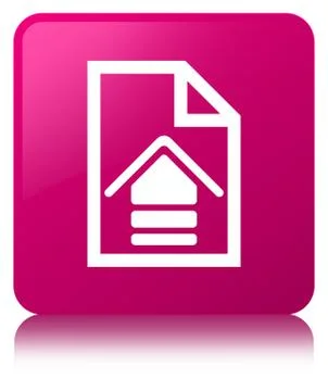 Upload document icon pink square button Stock Illustration