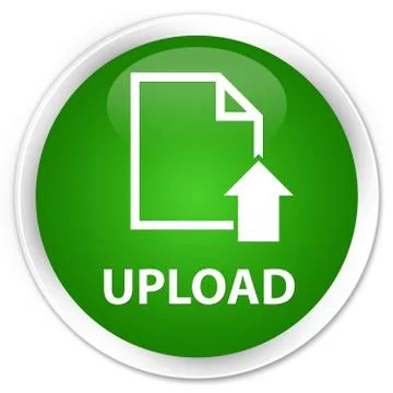 Upload (document icon) premium green round button Stock Illustration