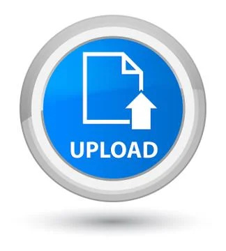 Upload (document icon) prime cyan blue round button Stock Photos