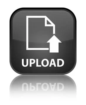 Upload (document icon) special black square button Stock Photos