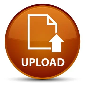Upload (document icon) special brown round button Stock Illustration