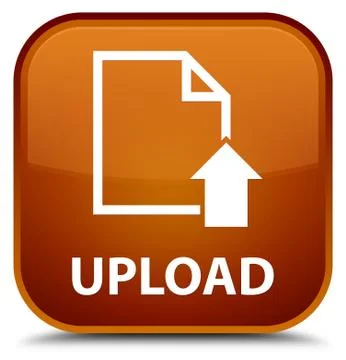 Upload (document icon) special brown square button Stock Illustration