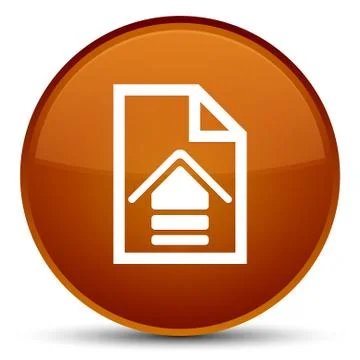 Upload document icon special brown round button Stock Illustration