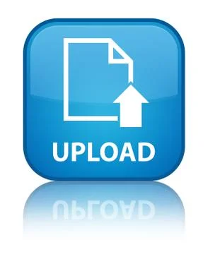 Upload (document icon) special cyan blue square button Stock Illustration