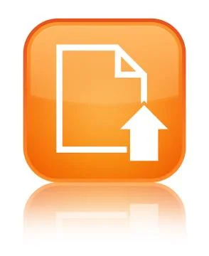 Upload document icon special orange square button Stock Illustration