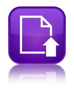 Upload document icon special purple square button Illustrazione stock