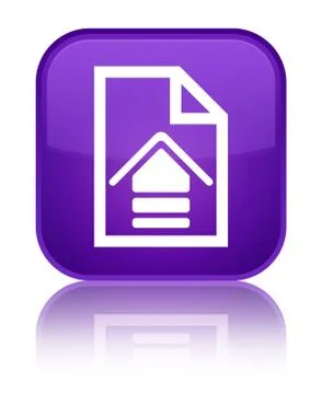 Upload document icon special purple square button Stock Illustration