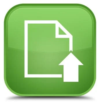 Upload document icon special soft green square button Stock Illustration