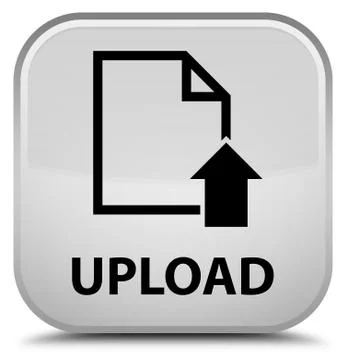 Upload (document icon) special white square button Stock Illustration