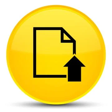 Upload document icon special yellow round button Illustrazione stock