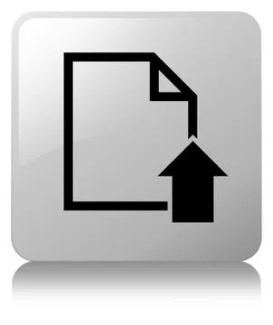 Upload document icon white square button Stock Illustration