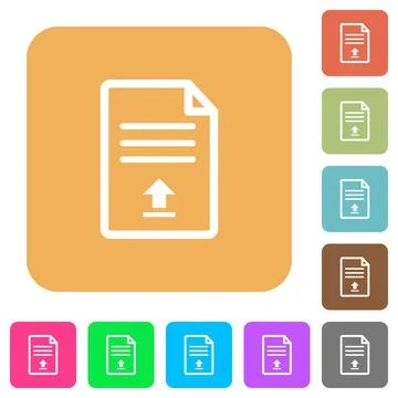 Upload document rounded square flat icons Illustrazione stock
