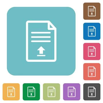 Upload document rounded square flat icons Illustrazione stock