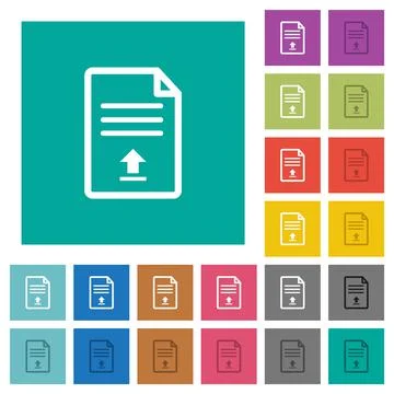 Upload document square flat multi colored icons Illustrazione stock