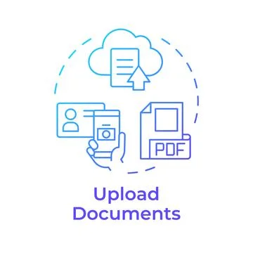 Upload documents blue gradient concept icon Stock Illustration